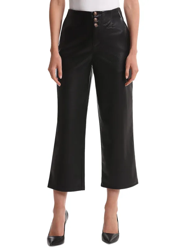 Bagatelle Faux Leather High Rise Wide Leg Cropped Pants Black Size S sold by Leota
