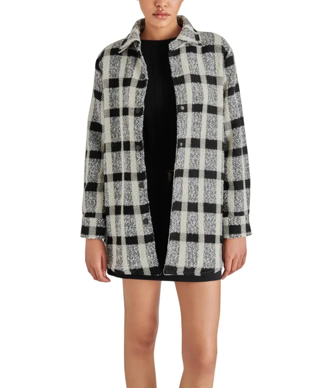 Steven Madden Women's Eldridge Plaid Shirt Jacket Black Size Small sold by Leota