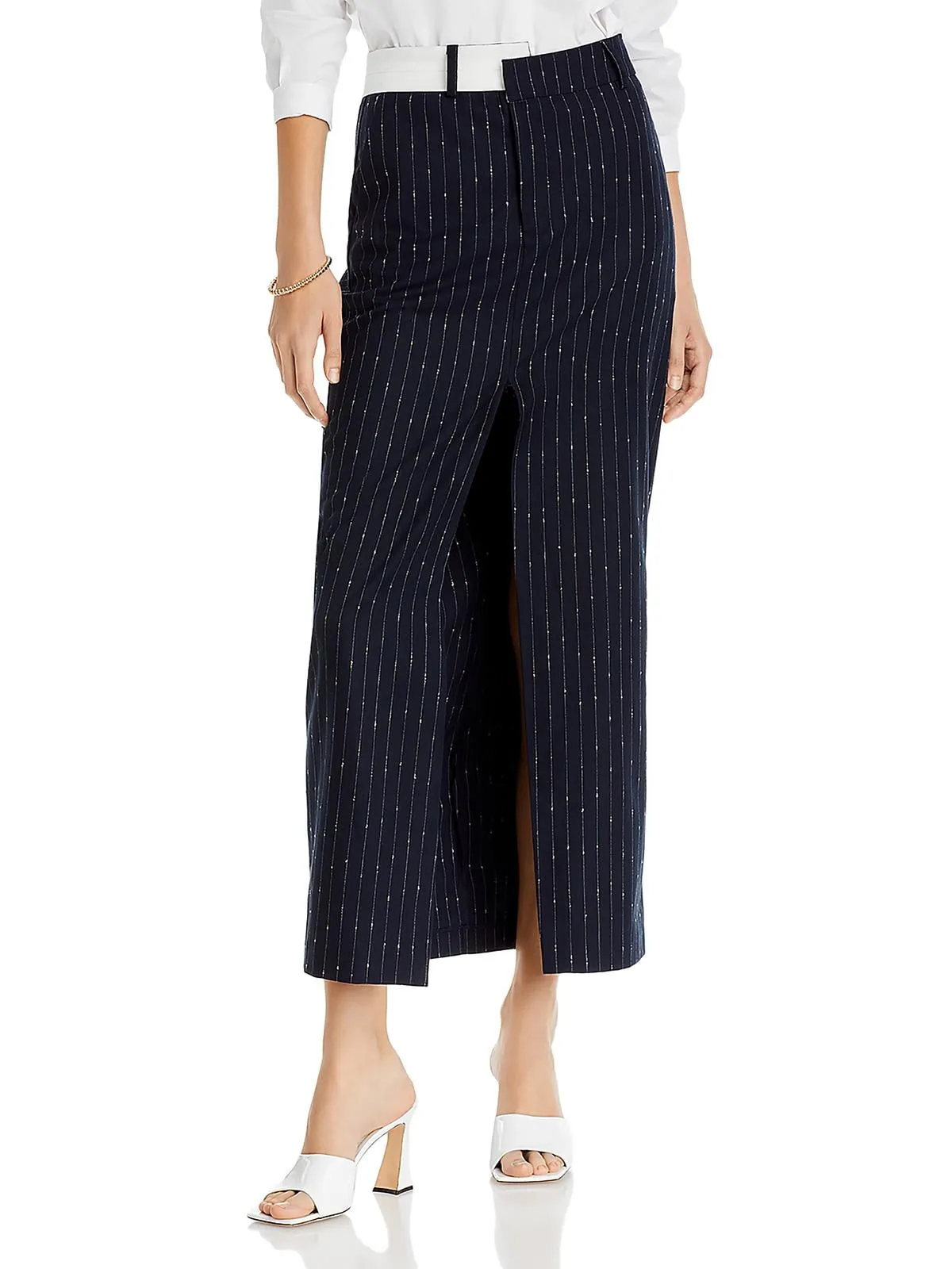 Steve Madden Maaike Pinstriped Maxi Skirt Navy Size M sold by Leota