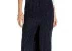 Steve Madden Maaike Pinstriped Maxi Skirt Navy Size M sold by Leota