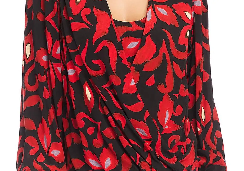 Karen Kane Printed Crossover Top Red sold by Leota product image thumbnail 3