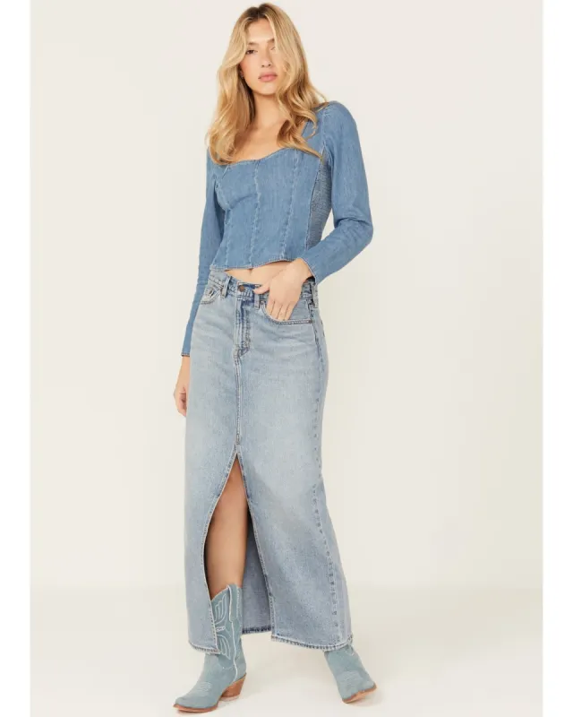 Levi s Women s Premium Ankle Column Denim Skirt Light Wash Blue sold by Leota