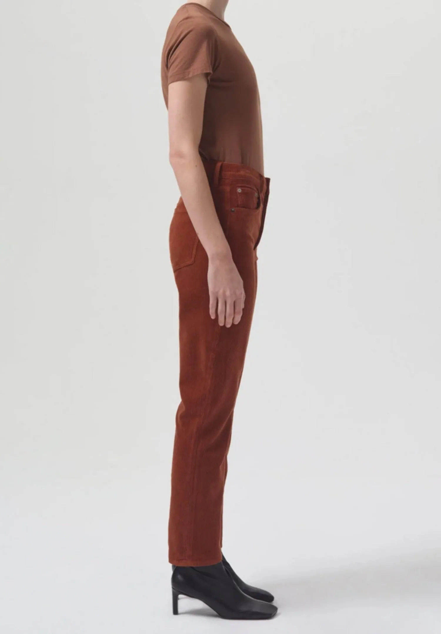 AGOLDE Riley High Rise Corduroy Ankle Straight Jeans Brown sold by Leota product image thumbnail 3
