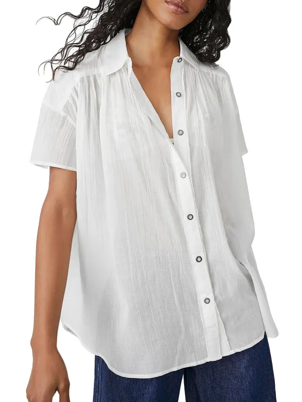 Free People Float Away Cotton Shirt White Size XS sold by Leota