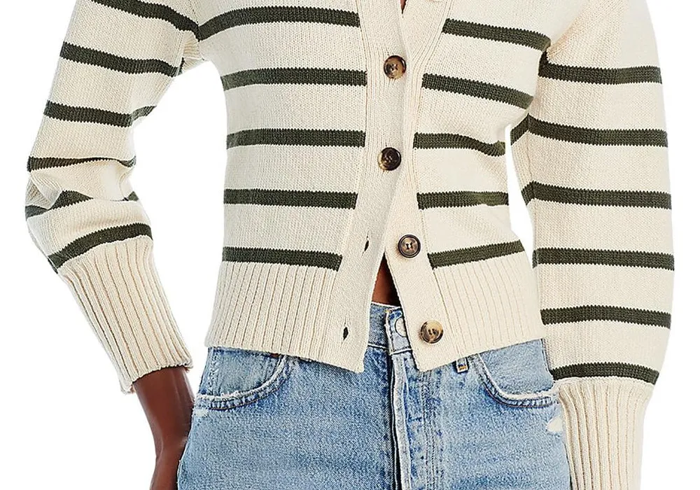 Veronica Beard Kylin Cotton Striped Cardigan White Size L sold by Leota product image thumbnail 3