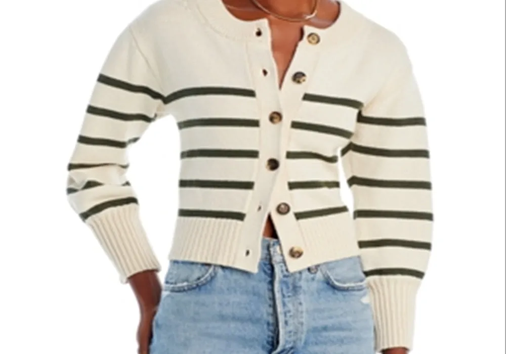 Veronica Beard Kylin Cotton Striped Cardigan White Size L sold by Leota product image thumbnail 5