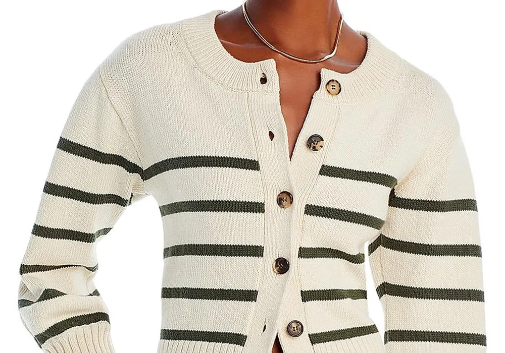Veronica Beard Kylin Cotton Striped Cardigan White Size L sold by Leota product image thumbnail 2