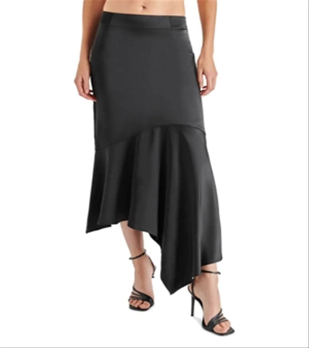 Steve Madden Lucille Satin Asymmetric Midi Skirt Black sold by Leota product image thumbnail 4