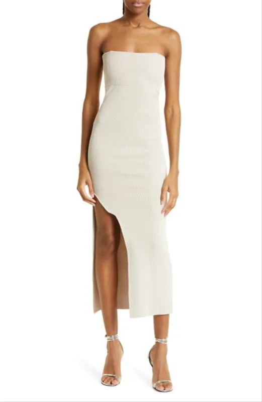 Mother of All Luna Strapless Midi Dress Beige Size XS sold by Leota