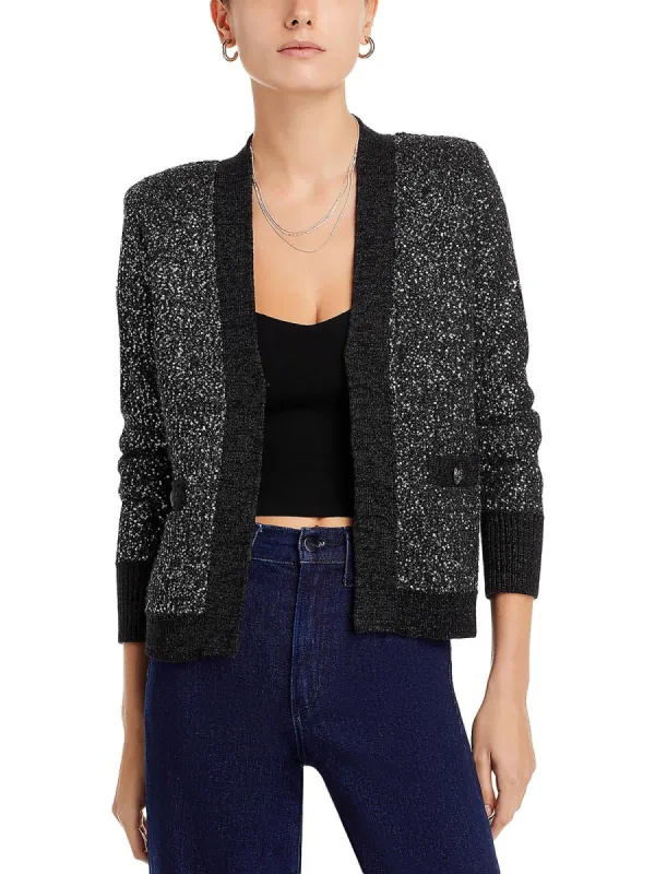 L'Agence Jinny Sequin Cardigan Sweater Black sold by Leota