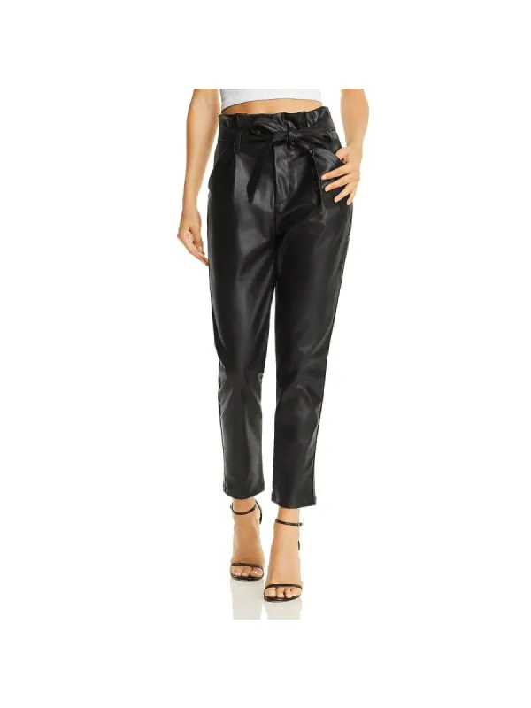 Lucy Paris Women's Faux Leather Paperbag-Waist Casual Pants sold by Leota
