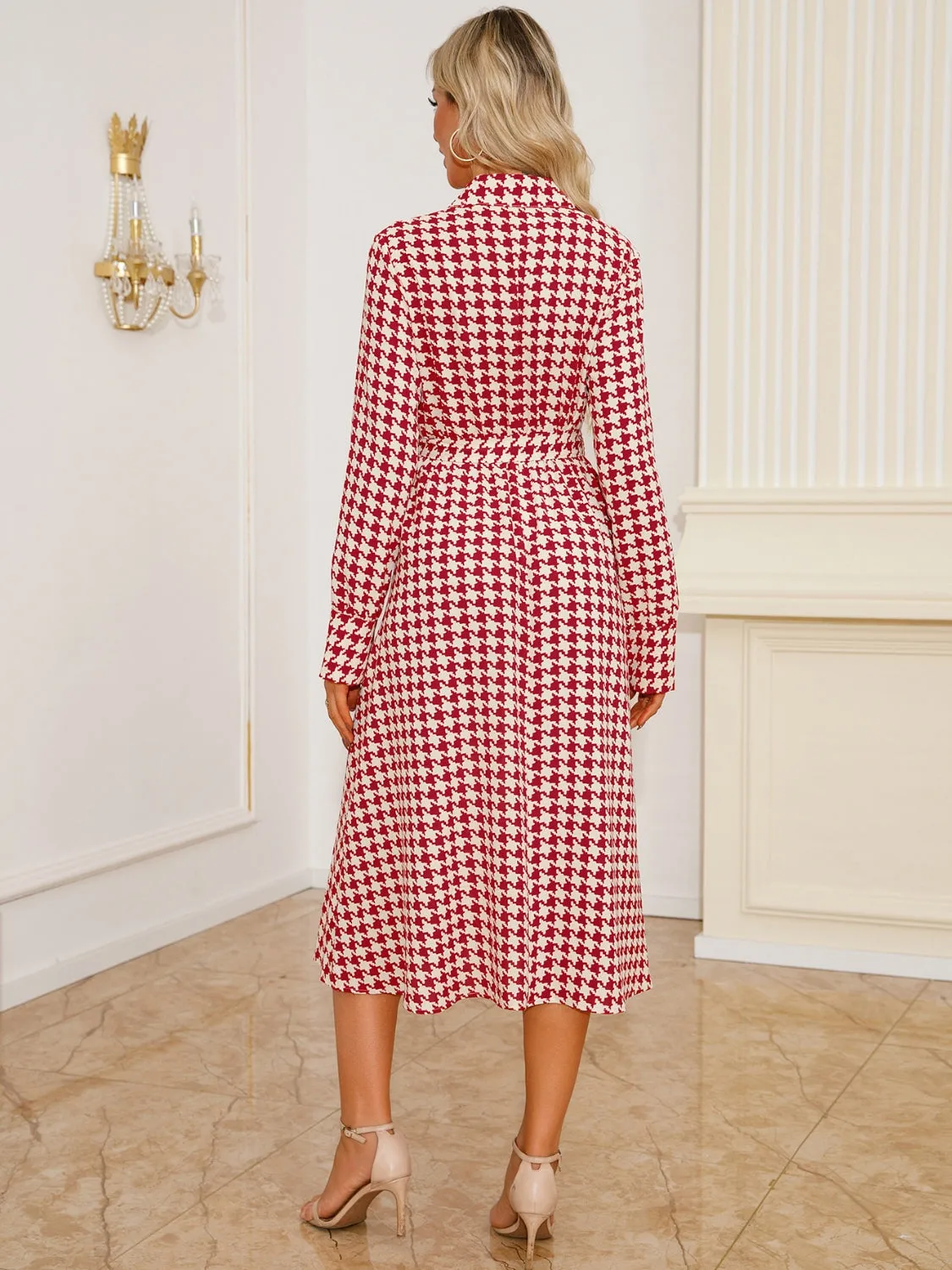 L.NY Tied Houndstooth Long Sleeve Midi Dress sold by Leota product image thumbnail 4