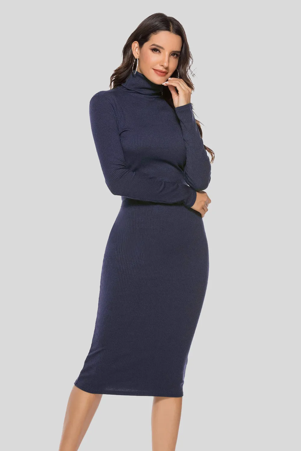 L.NY Ribbed Turtleneck Long Sleeve Dress sold by Leota