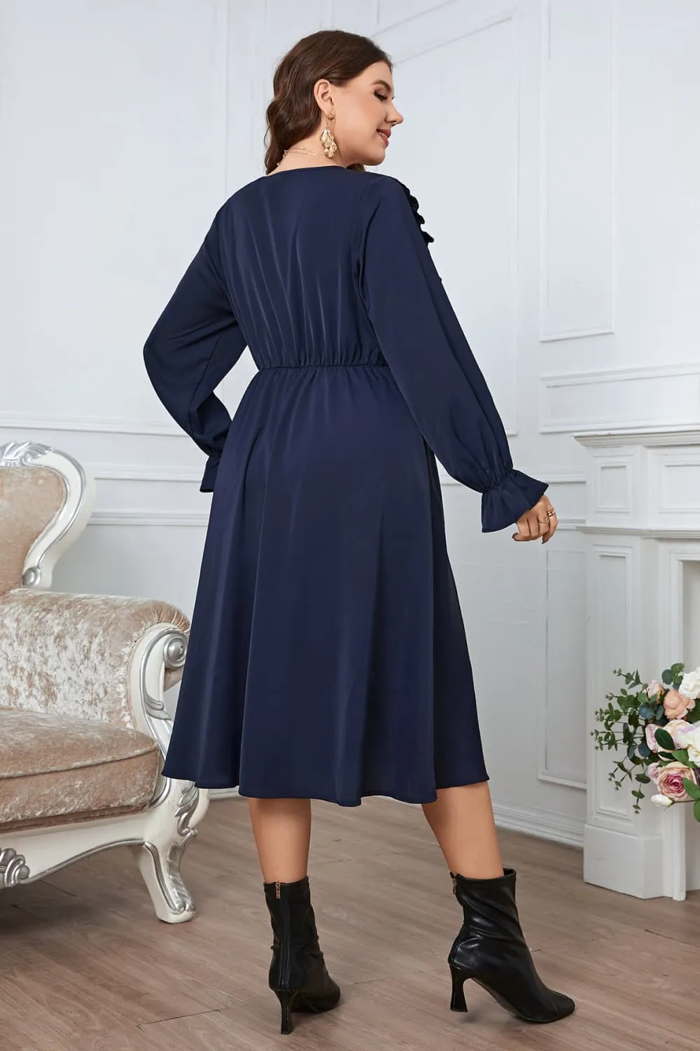 L.NY Plus Size V-Neck Buttoned Flounce Sleeve Dress sold by Leota product image thumbnail 2