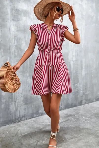 L.NY Ruffled Striped Cap Sleeve Mini Dress sold by Leota product image thumbnail 5