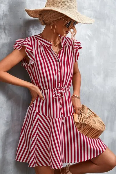 L.NY Ruffled Striped Cap Sleeve Mini Dress sold by Leota product image thumbnail 4