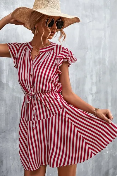 L.NY Ruffled Striped Cap Sleeve Mini Dress sold by Leota product image thumbnail 3