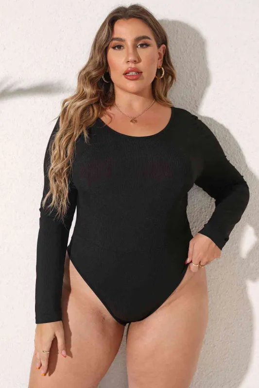 L.NY Plus Size Round Neck Long Sleeve Bodysuit sold by Leota