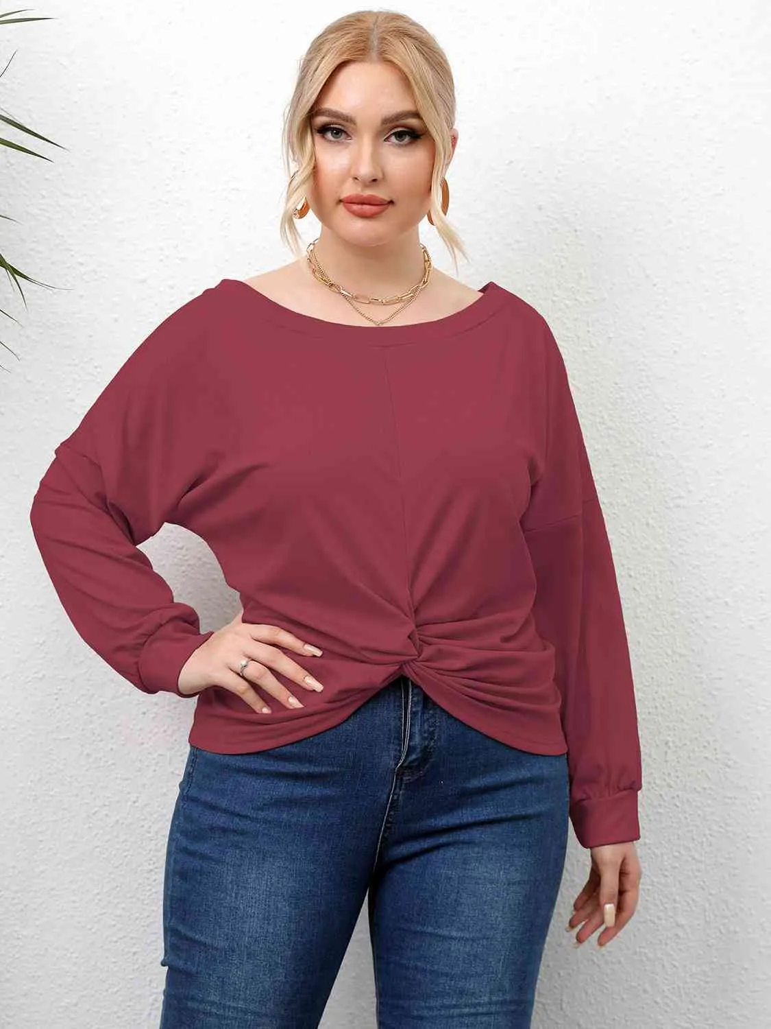 L.NY Plus Size Twisted Drop Shoulder T-Shirt sold by Leota product image thumbnail 3