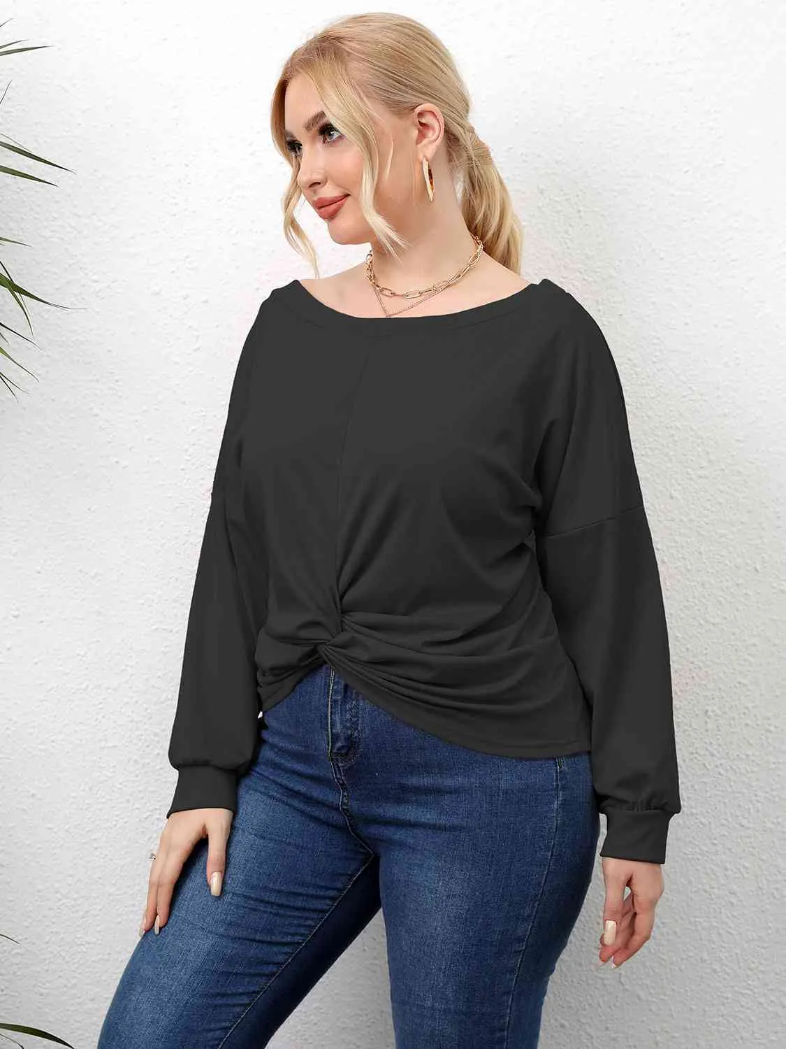 L.NY Plus Size Twisted Drop Shoulder T-Shirt sold by Leota product image thumbnail 5