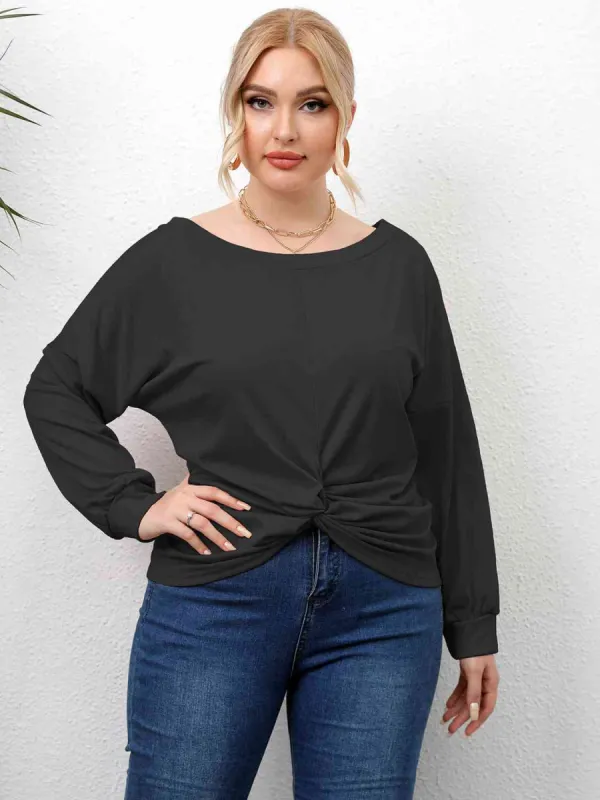 L.NY Plus Size Twisted Drop Shoulder T-Shirt sold by Leota