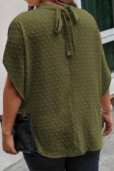 L.NY Plus Size Swiss Dot Tied Mock Neck Blouse sold by Leota product image thumbnail 2