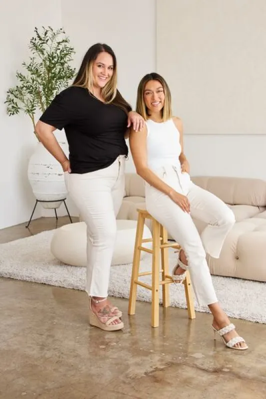 L.NY Mini Mia Full Size Tummy Control High Waist Raw Hem Jeans sold by Leota