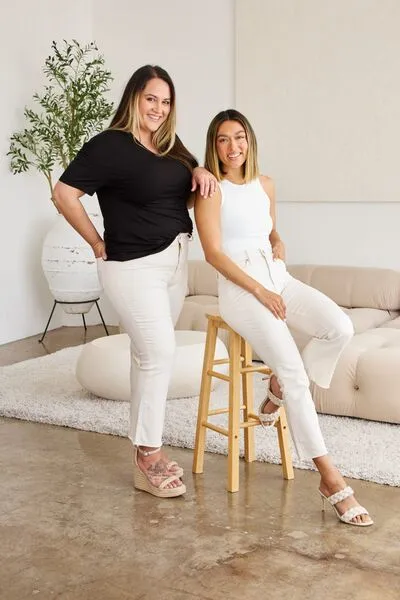 L.NY Mini Mia Full Size Tummy Control High Waist Raw Hem Jeans sold by Leota