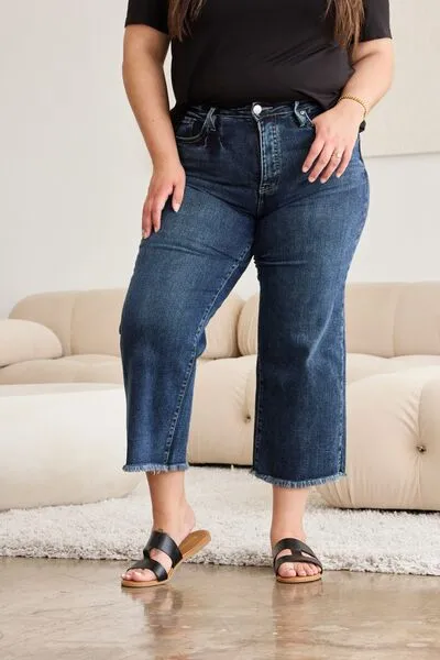 L.NY Full Size Tummy Control High Waist Raw Hem Jeans sold by Leota product image thumbnail 2