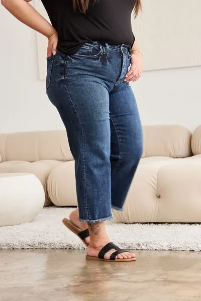 L.NY Full Size Tummy Control High Waist Raw Hem Jeans sold by Leota product image thumbnail 5