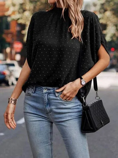 L.NY Swiss Dot Mock Neck Half Sleeve Blouse sold by Leota product image thumbnail 5