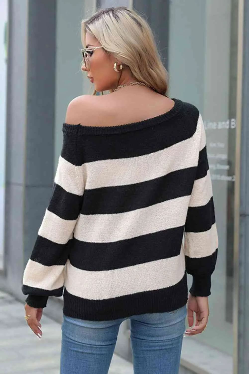 L.NY Perfee Horizontal Stripe Raglan Sleeve Sweater sold by Leota product image thumbnail 2