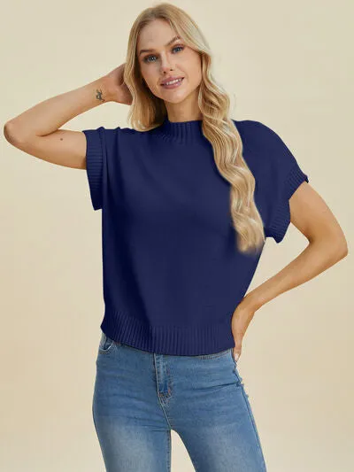 L.NY Double Take Full Size Mock Neck Short Sleeve Sweater sold by Leota product image thumbnail 5