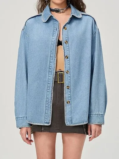 L.NY Button Up Collared Neck Denim Top sold by Leota product image thumbnail 4