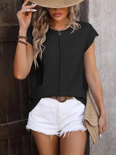 L.NY Mandy Rolled Cap Sleeve Round Neck Sweater Vest sold by Leota product image thumbnail 3