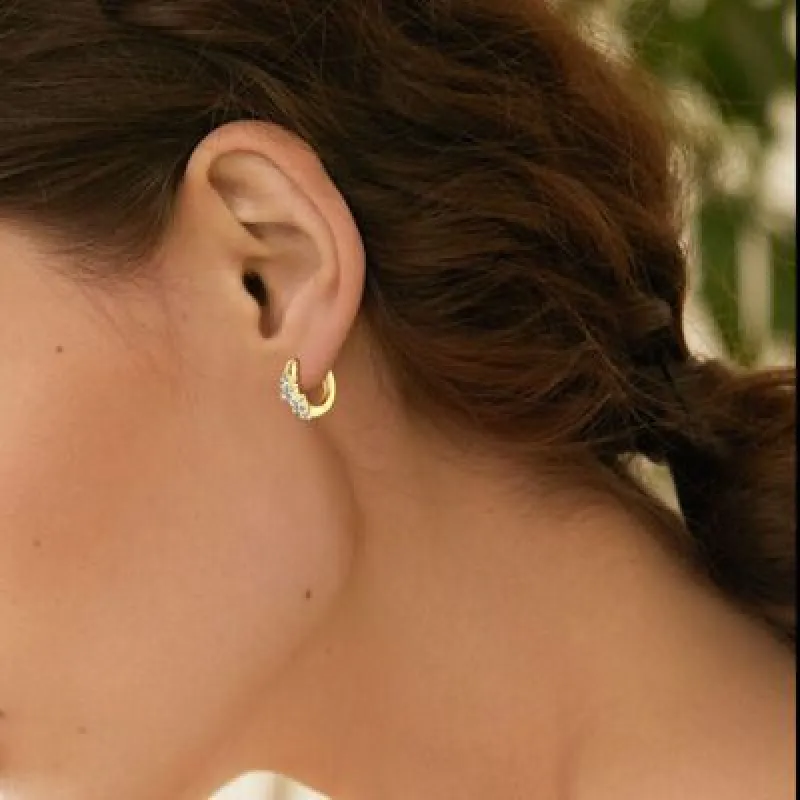 925 Sterling Silver Moissanite Huggie Earrings sold by Leota