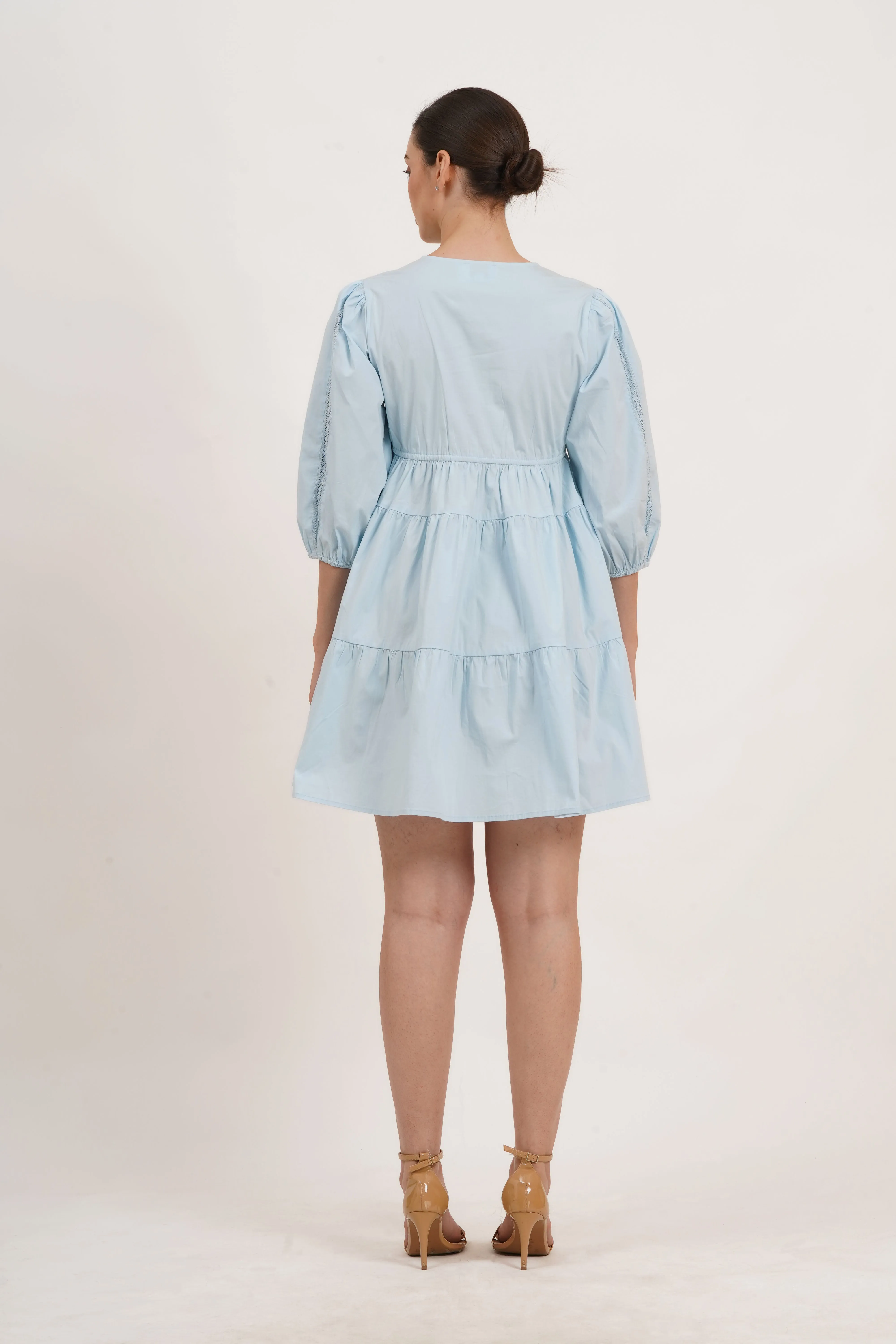 Zariah Empire Waist Mini Dress Wispy Blue sold by Leota product image thumbnail 3