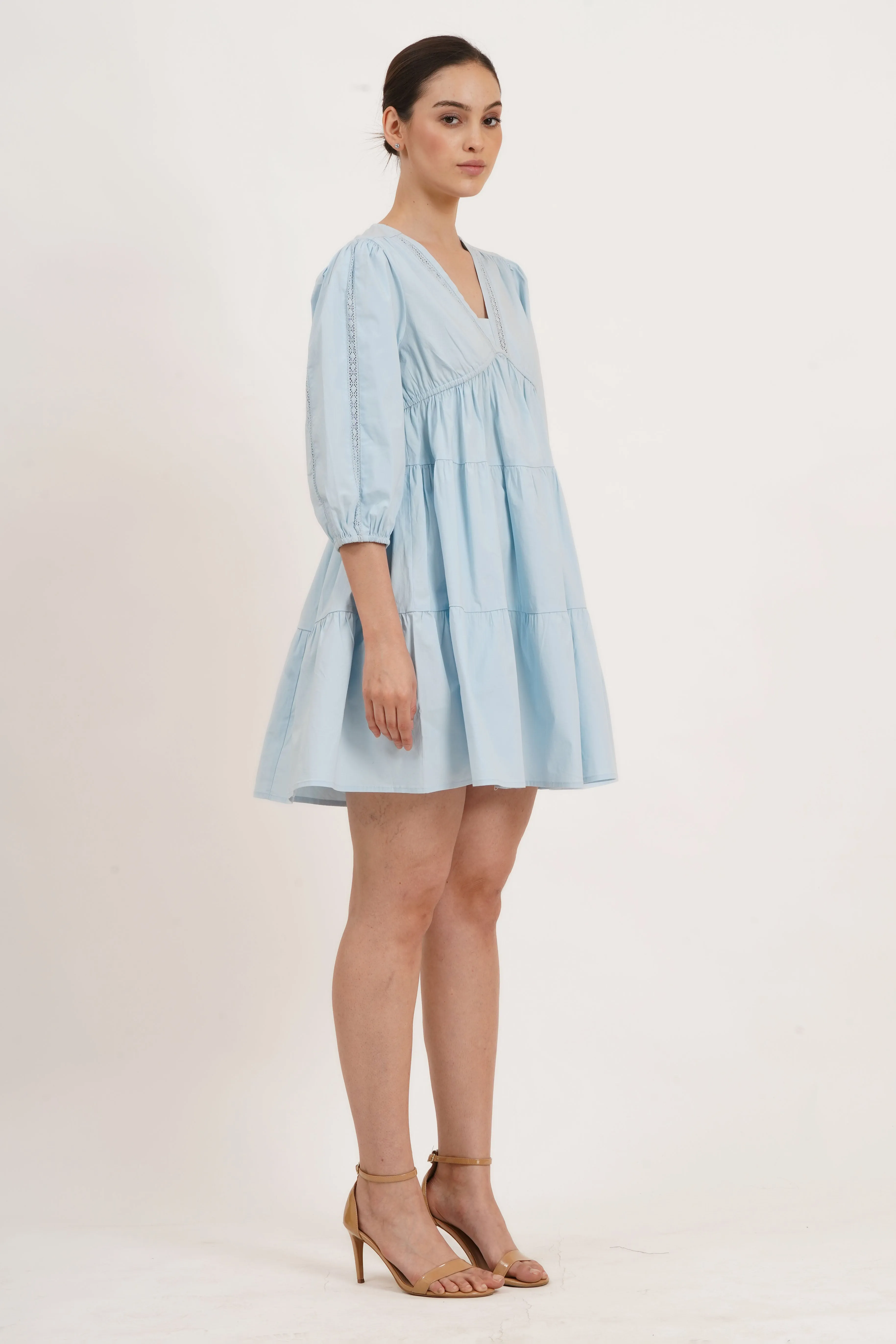 Zariah Empire Waist Mini Dress Wispy Blue sold by Leota product image thumbnail 4