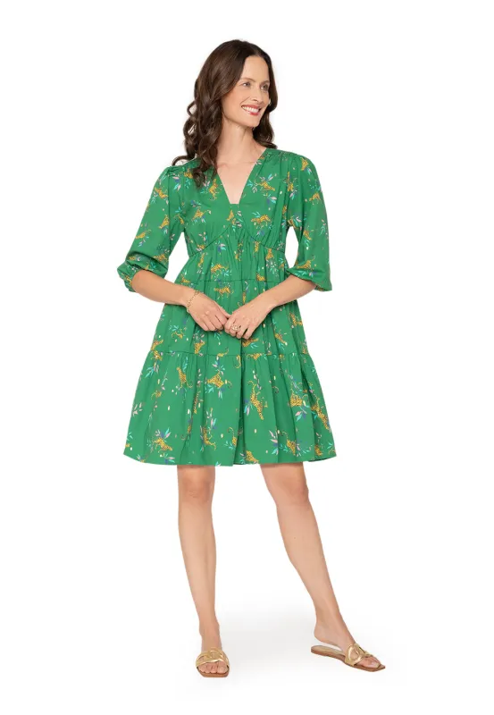 Leota Zariah Dress Lucky Cheetah Verdant Green sold by Leota