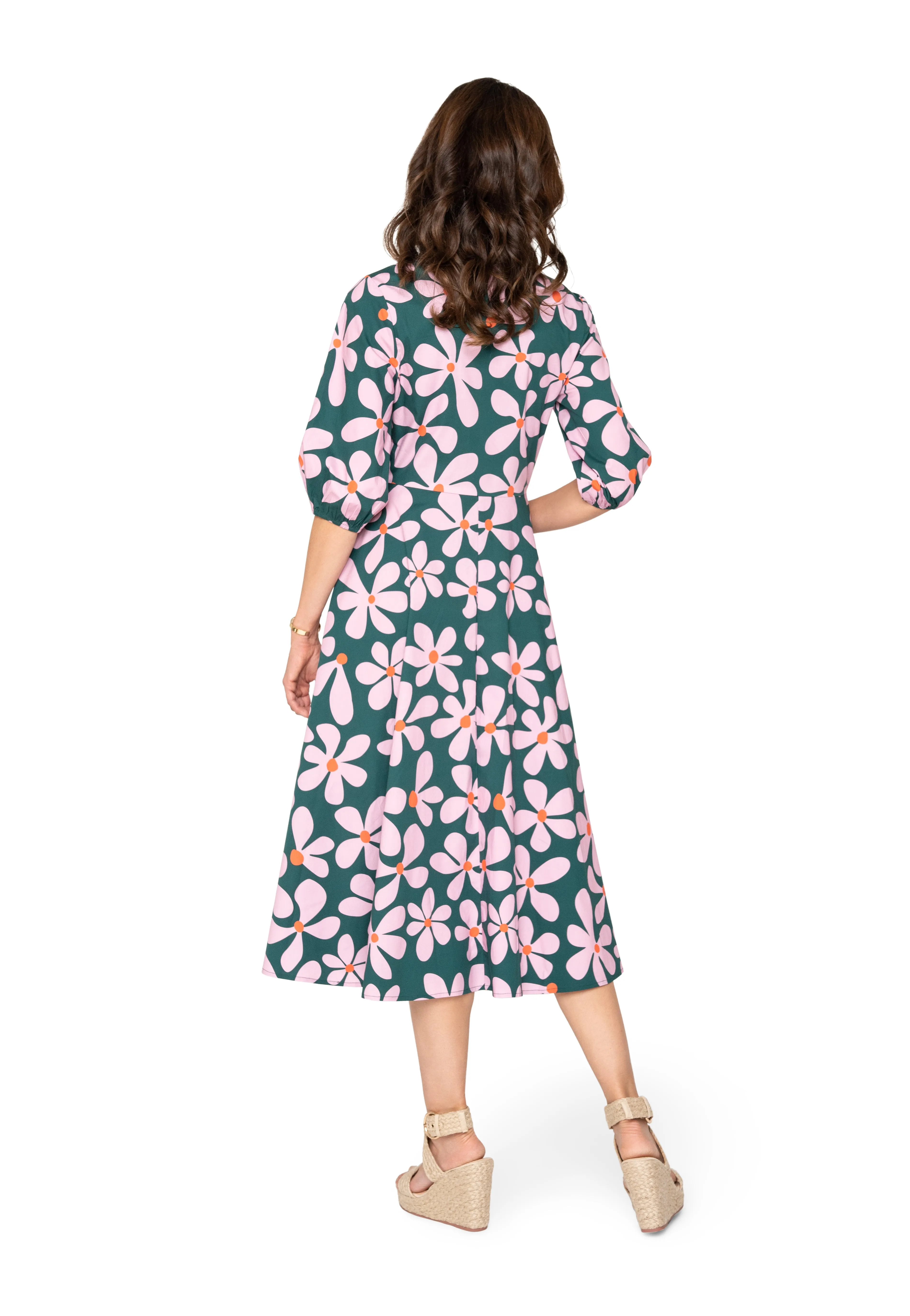 Adriana Tie-Front Midi Dress Dancing Daisies Evergreen sold by Leota product image thumbnail 2