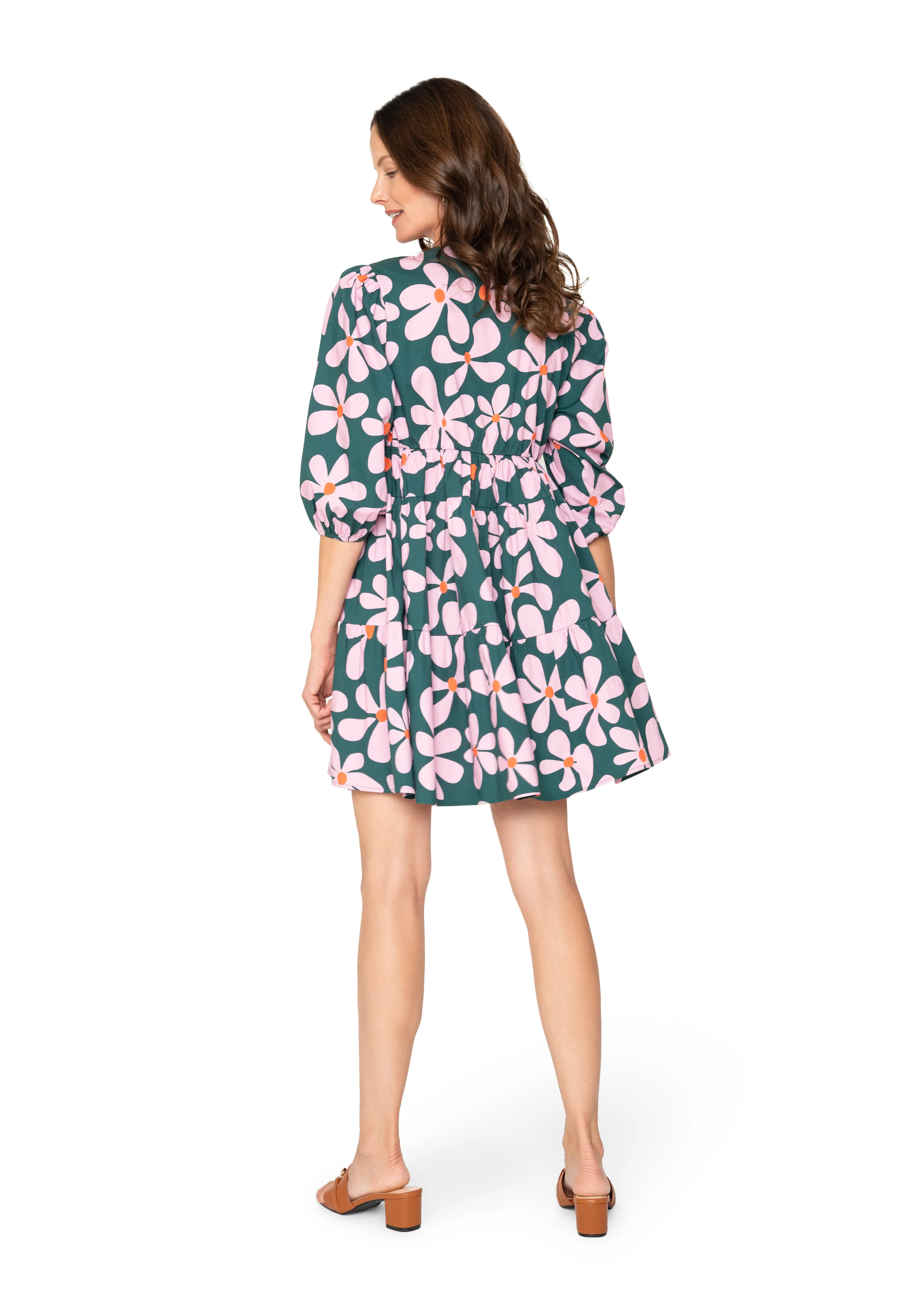 Zariah Empire Waist Mini Dress Dancing Daisies Evergreen sold by Leota product image thumbnail 4