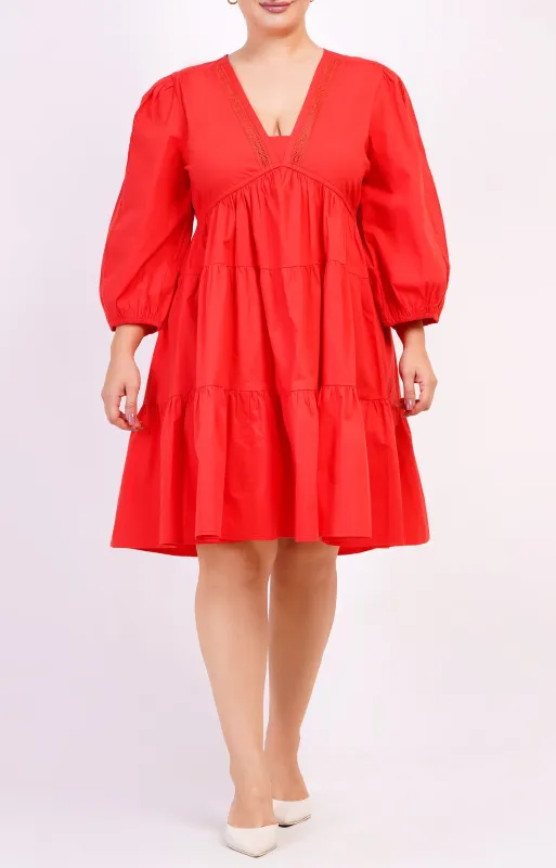Zariah Empire Waist Mini Dress Poppy Red sold by Leota