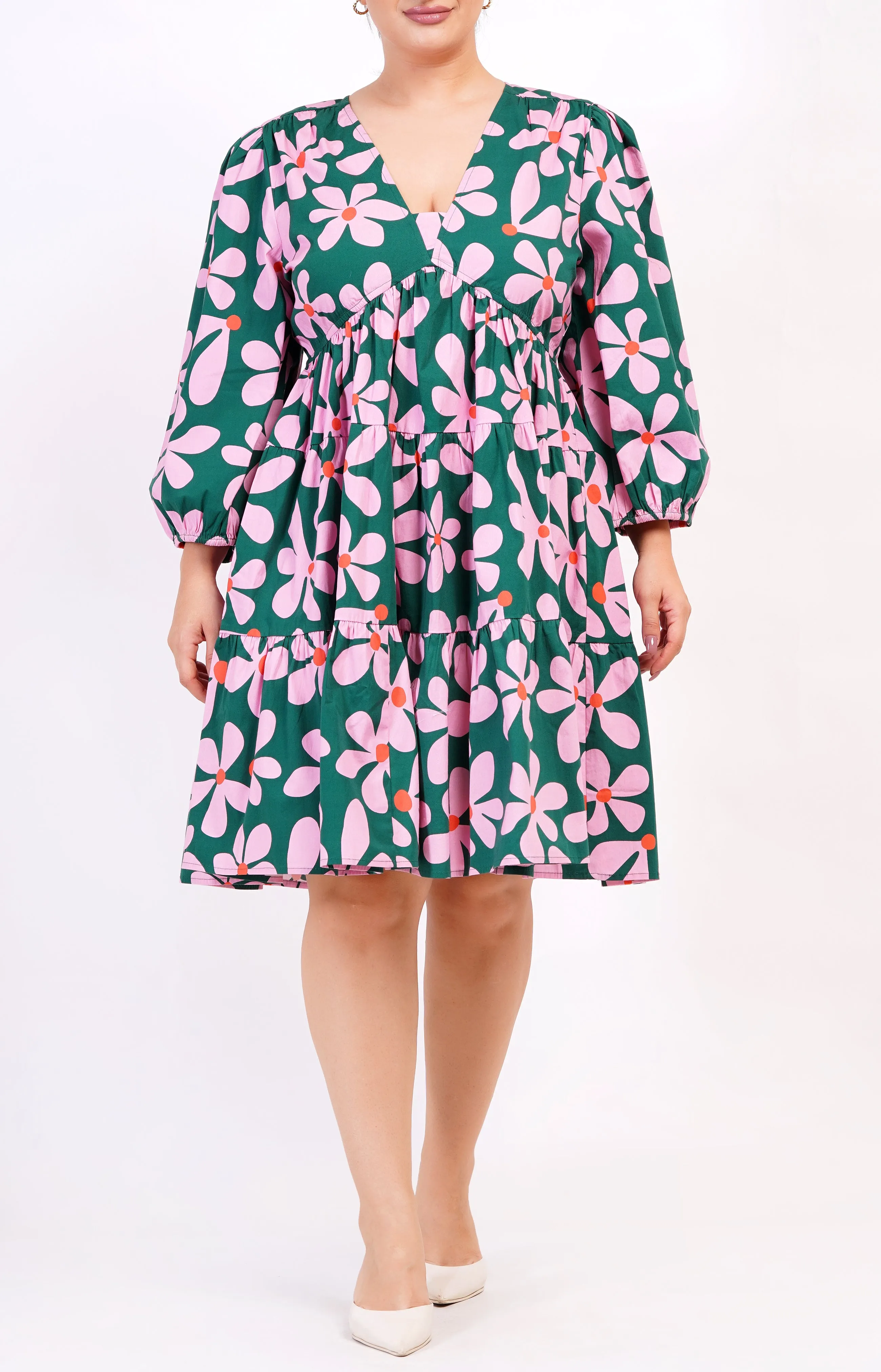 Zariah Empire Waist Mini Dress Dancing Daisies Evergreen sold by Leota product image thumbnail 4