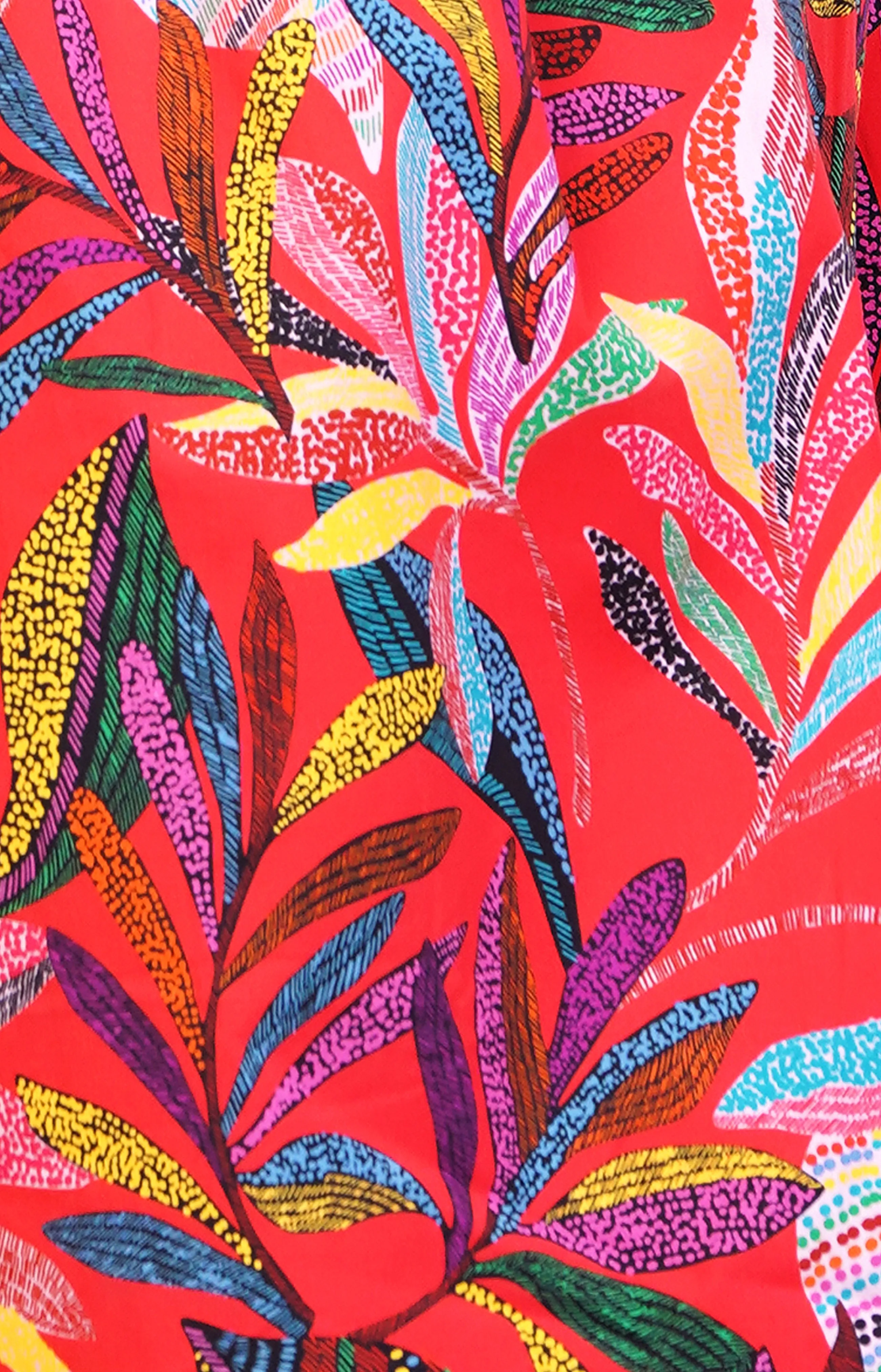 Zariah Empire Waist Mini Dress Palm Foliage Poppy Red sold by Leota product image thumbnail 5