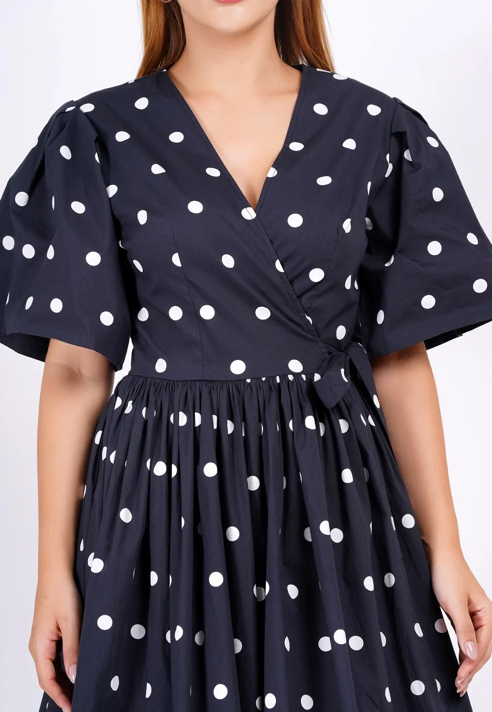 Alena Mini Wrap Dress Small Polka Black White sold by Leota product image thumbnail 3