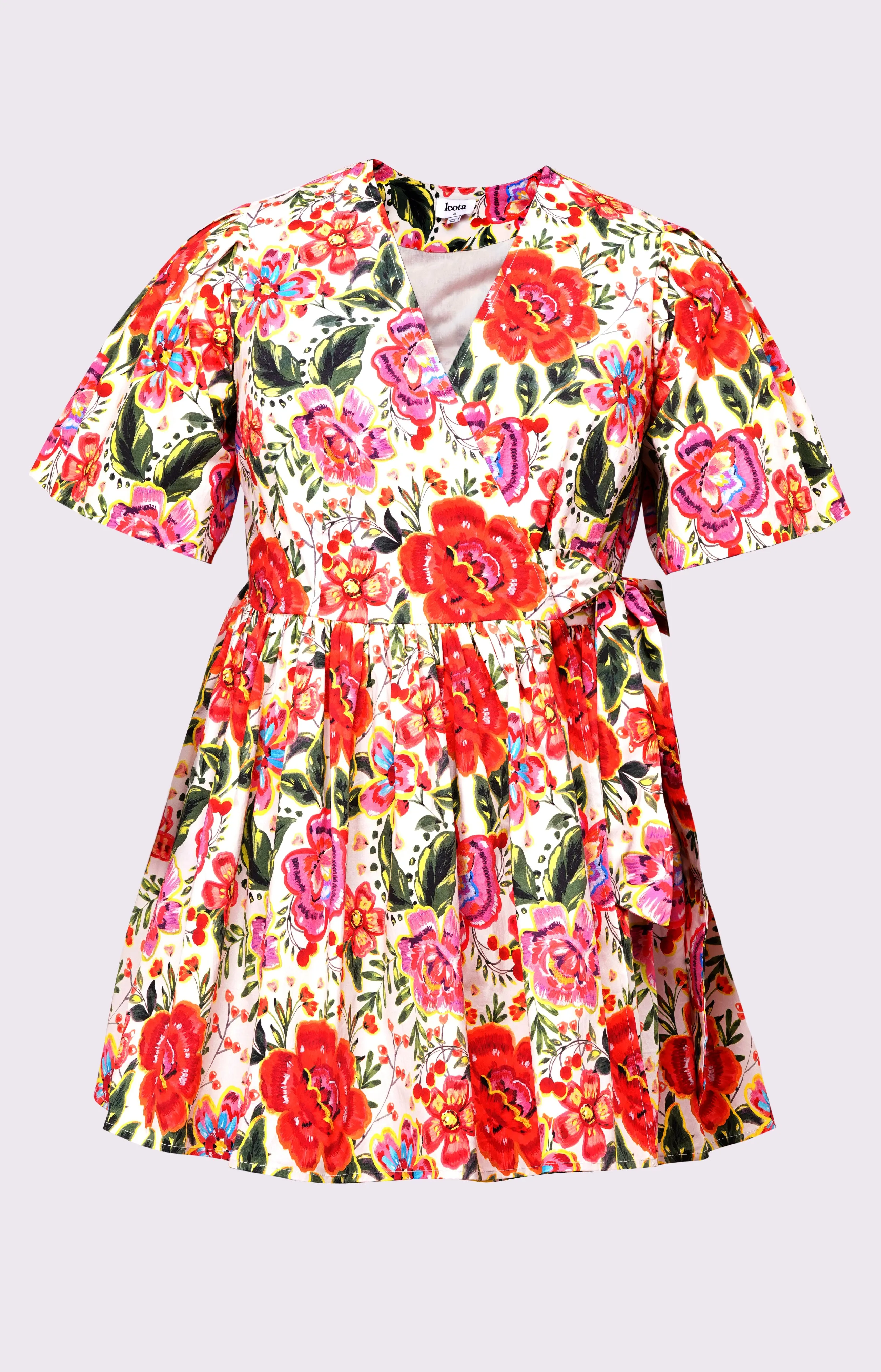 Alena Mini Wrap Dress Crown Floral Flame Scarlet sold by Leota product image thumbnail 4