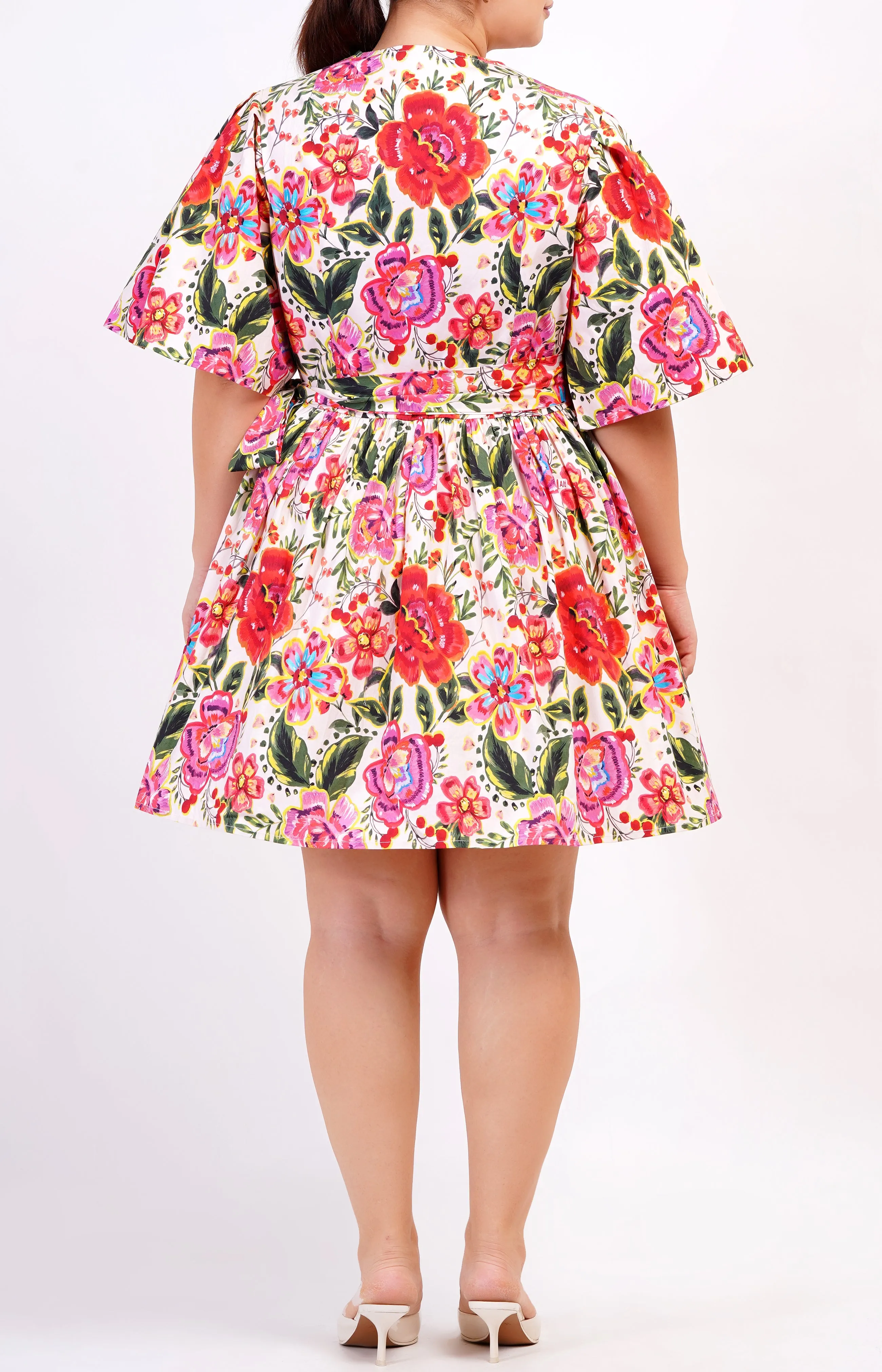 Alena Mini Wrap Dress Crown Floral Flame Scarlet sold by Leota product image thumbnail 2