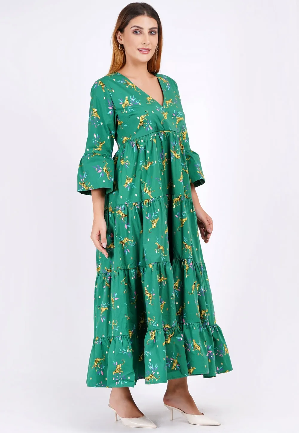 Sariah Poplin Maxi Dress Lucky Cheetah Verdant Green sold by Leota product image thumbnail 2