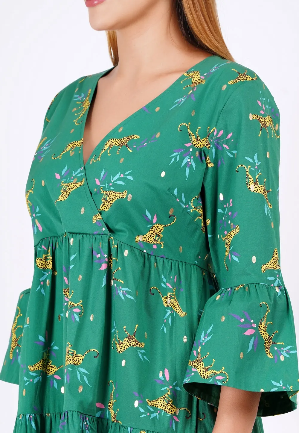 Sariah Poplin Maxi Dress Lucky Cheetah Verdant Green sold by Leota product image thumbnail 4