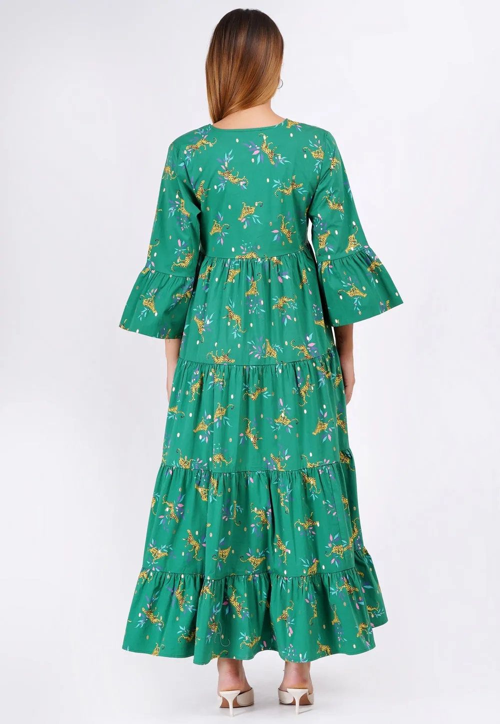 Sariah Poplin Maxi Dress Lucky Cheetah Verdant Green sold by Leota product image thumbnail 3